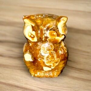 Amber Cherry Blossom Agate owl